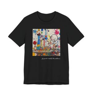 Science meets Murakami, geïnspireerd Murakami-T-shirt, shirt kunst- en wetenschapsliefhebber, T-shirt met korte mouw, cadeau voor kunstliefhebber, T-shirt wetenschapper