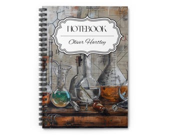 Vintage Chemistry Lab Personalized Spiral Notebook - Ruled Line, Gift for Students, Science Lovers, Education Journal, Back to School