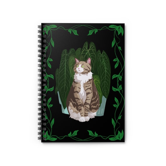 Niedliches Katzen und Pflanzen Spiralblock - Kitty und Anthurium - Grner  Rand - Etsy.de