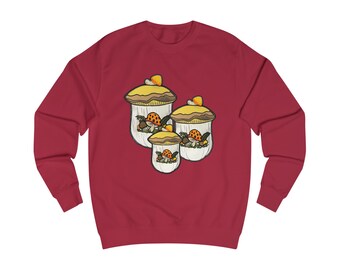 Merry Mushroom Cannisters Thrifting Vintage Long Sleve Sweatshirt Parodie Unisex