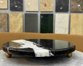 White and black Natural Marble Tray