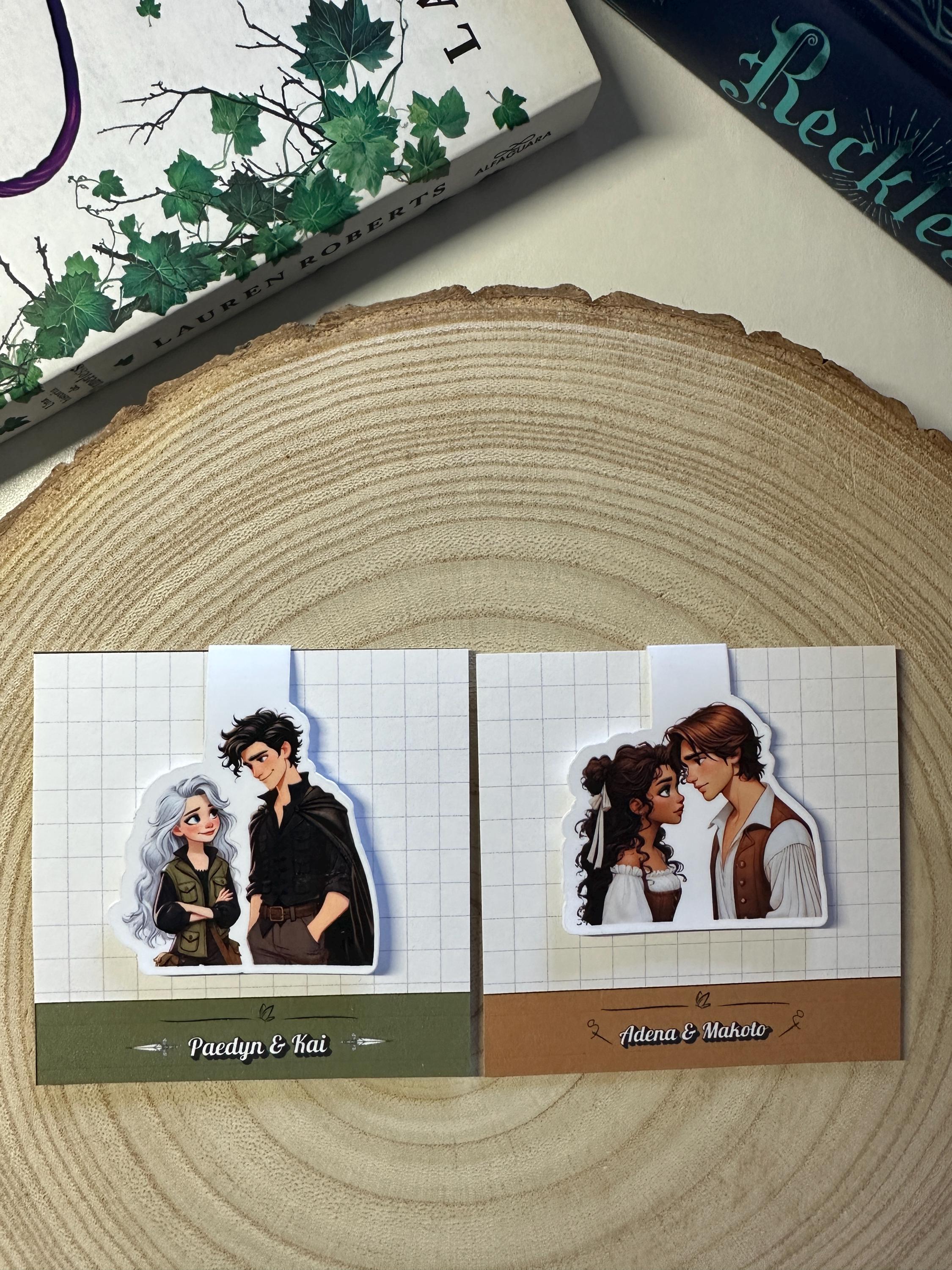 Powerless- Powerful- Reckless- Bookmarks- magnetic bookmarks- Paedyn and Kai- Adena and Makoto