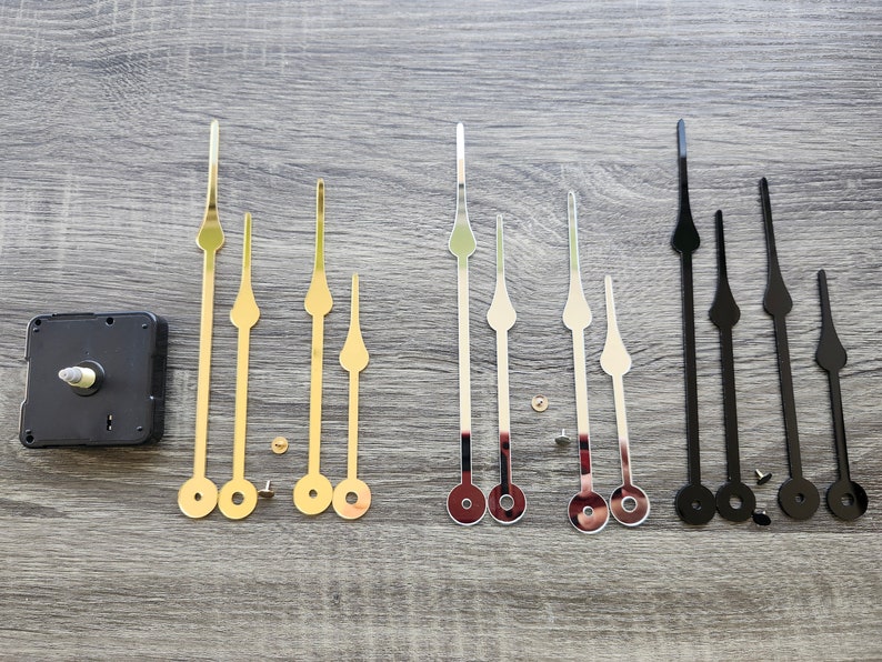 6 Clock Hands and Mechanism Set Combo. 3 X Large Size and 3 Small Size ...