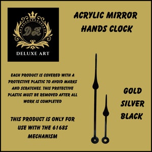 May include: Black clock hands for use with a 6168S clock mechanism. The hands are available in gold, silver, or black.