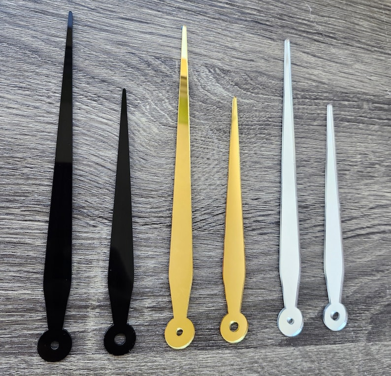 Acrylzeiger Uhr und Uhrwerk Set, Uhrzeiger Set, Uhrwerk mit Zeigern, Uhrwerk, Uhrwerk, Spiegelzeiger Uhr, Epoxy Bild 1