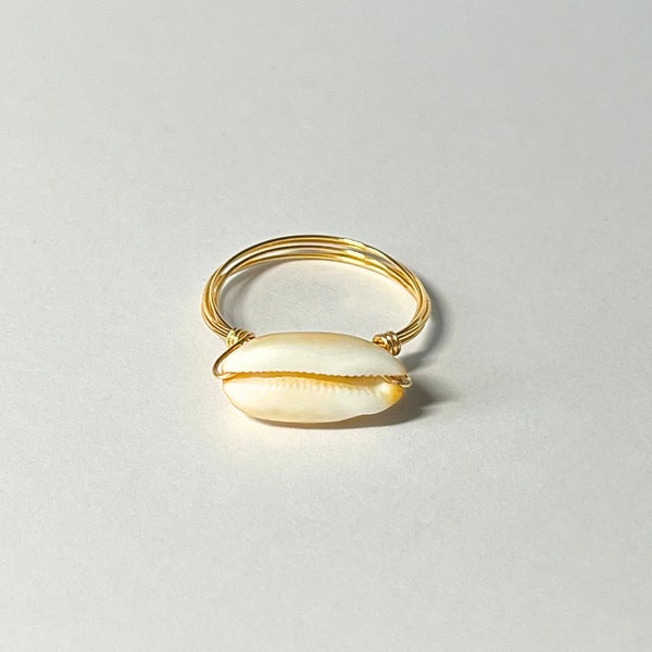 Statement Gold Ring - made from a white puka shell found on the beach in Maui, Hawaii
