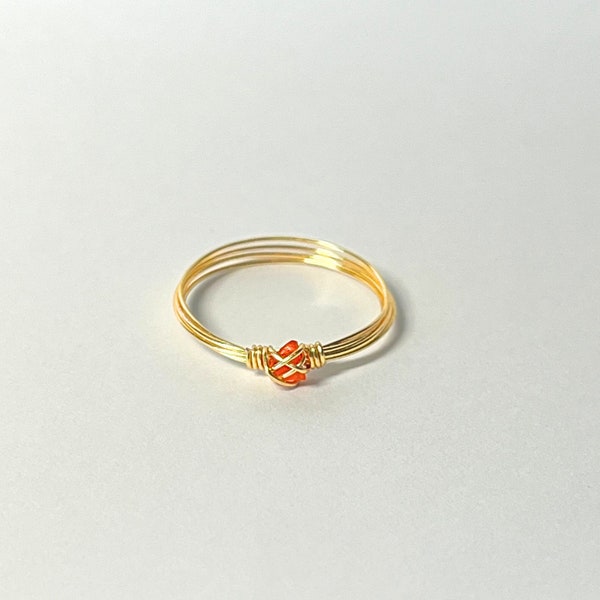 Gold Ring with Tiny Red Gem - made with red sea glass gem