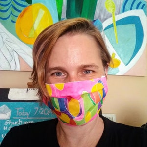 Scribble Washable Cloth Face Mask Hot Pink