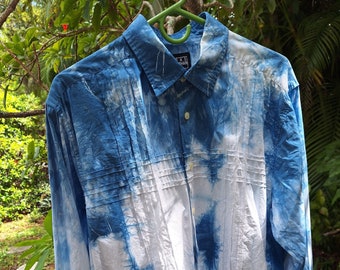 Indigo Dyed Men's Shirt Size Large