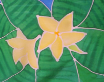 Yellow Frangipani Silk Scarf