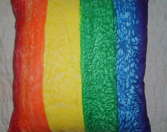 Rainbow Stripe Silk Pillow Cover