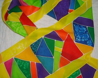 Stained Glass Silk Scarf - Rainbow Colors