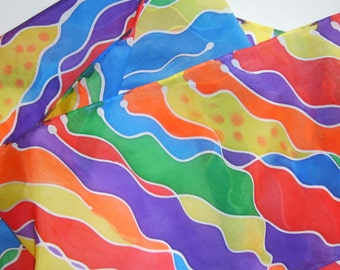 Rainbow Zebra Stripe Silk Scarf