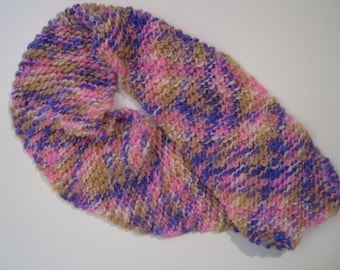 Knit Wool Scarf in Pinks and Purples