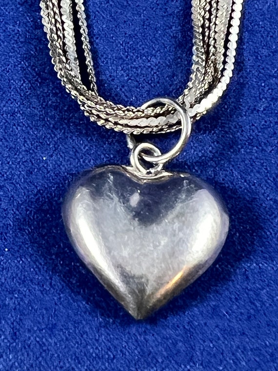 7 strand of silver chain with a Silver heart pend… - image 2