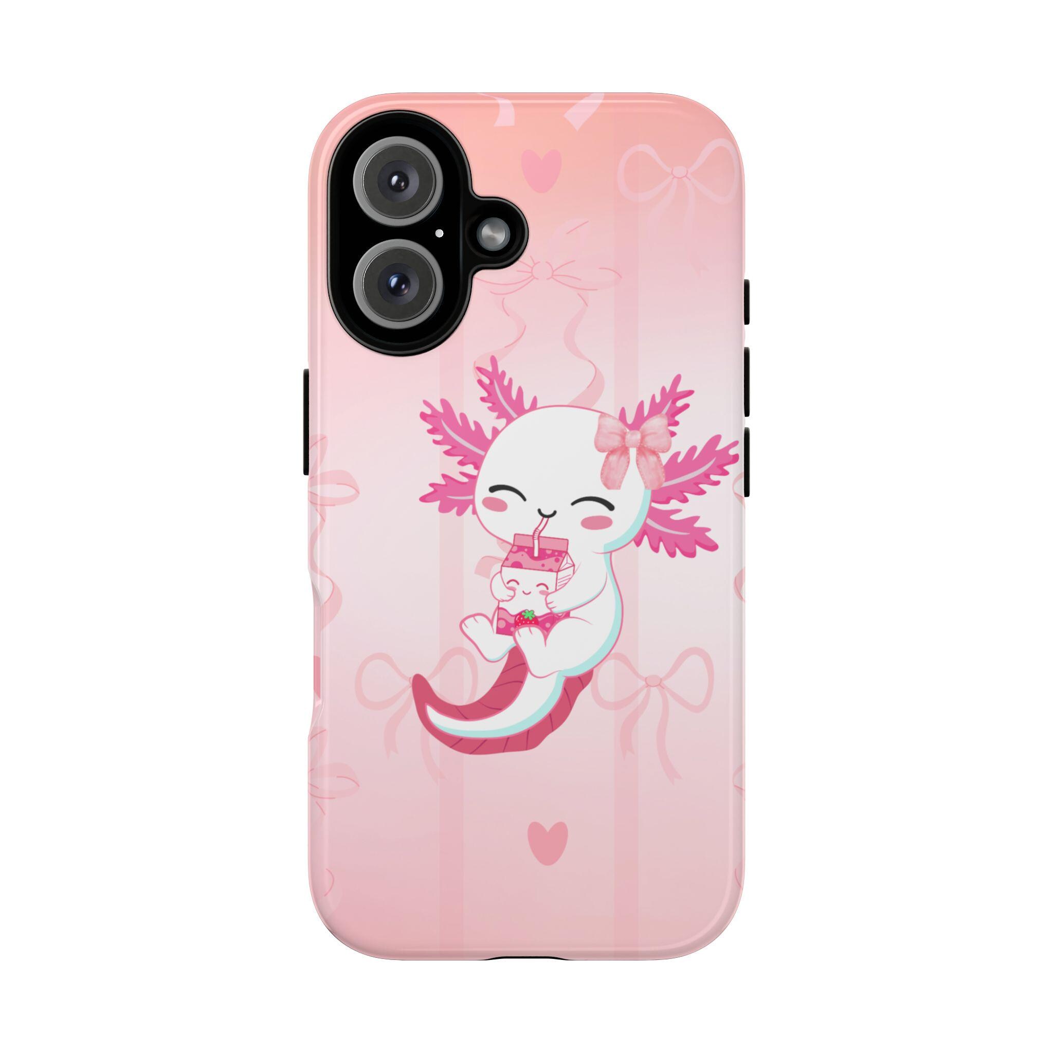 Cute Axolotl Phone Case, Kawaii Phone Cover, Gifts for Her, Cute Accessory, Fun Tech Case, Pink Axolotl Design