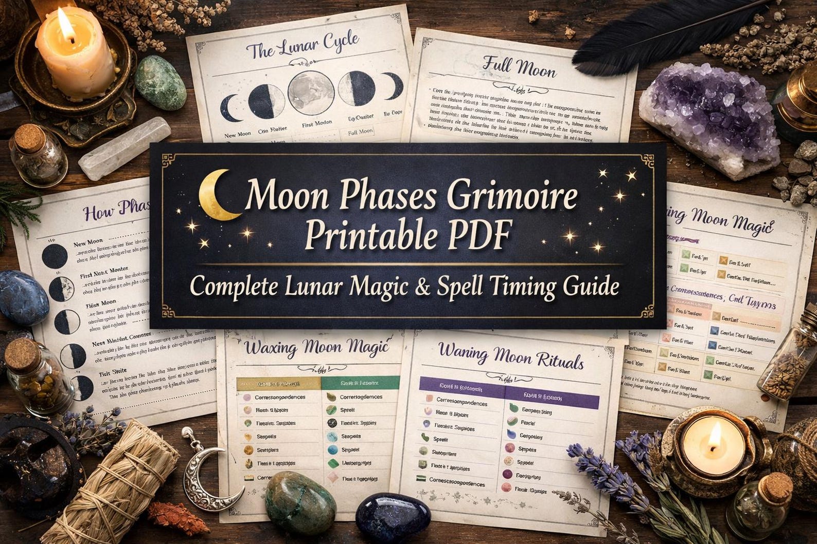 Moon Phases Grimoire – Lunar Magic Spell Timing Guide (PDF Download ...