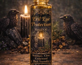 Evil Eye Protection Ritual Oil | Rosemary, Clove, Cedarwood, Black Tourmaline