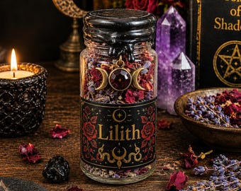 Lilith Devotional Altar Jar | Sacred Feminine, Independence, Personal Power Ritual Herb Decor