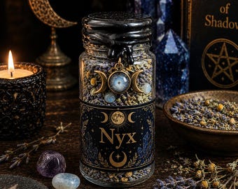 Nyx Altar Jar | Night, Dreams, Intuition Ritual Herbs & Crystals