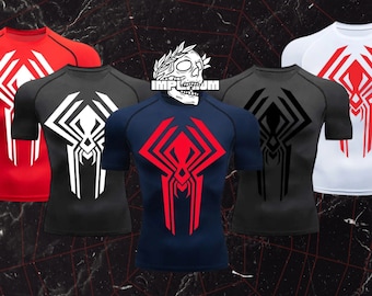 Spider man 2099, Compression t-shirt Front Spider Logo Design, Soft and Breathable Polyester for gym,9 Different variant to choose from