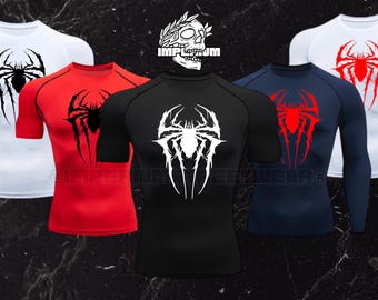 Venomized Spider man Logo, Compression t-shirt Front Spider Logo Design, Soft and Breathable Polyester and spandex for Gym and Sports