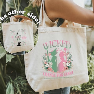 Wicked Canvas Tote Bag | Elphaba Tote Bag | GlindaTote Bag | Gift for Her | Wicked Gift | Gift for Mom | Gift for Girlfriend
