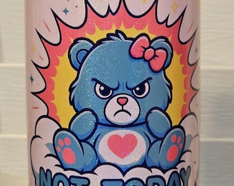 Not Today Cunts - Funny gift for her, Bestie, Swear Bear, Can glass, Christmas, Cruise, Birthday, Cruise, Sassy cups with grumpy bear