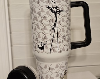 Pumpkin King tumbler with optional removable Bluetooth speaker, Nightmare, Christmas, Halloween, Jack and Sally, Halloweentown