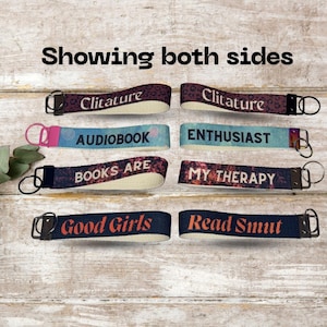 Bookish Canvas Wristlet Keychain – Book Lover Gift for Dark Romance & Contemporary Fans – Cute Bookish Accessory for Readers