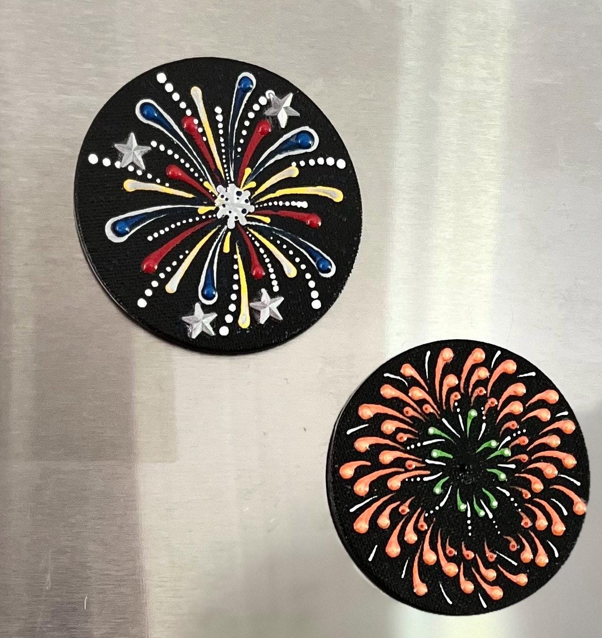 Patriotic Fireworks on Fridge Magnets (set of 2) - Etsy