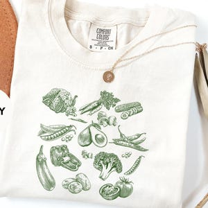 Vegetable Shirt Comfort Colors, Farm Garden Tee, Gardening Shirt for Women, Boho Veggie Shirt Nature Lover Gift Cottagecore Clothing for Mom