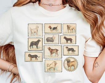 Vintage Dog Breed Comfort Colors® Shirt, Retro Dog Stamp Shirt, Dog Lover Gift, Dog Postage Shirt, Gift for Dog Lover Person, Dog Owner Mama