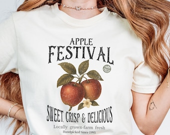 Apple Festival Shirt Farm Fresh Apple Tee Fall Harvest Shirt Botanical Apple T-Shirt Vintage Fruit Shirt Autumn Festival Tee Comfort Colors
