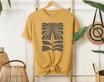 Abstract Wildflower Tee, Boho Floral Shirt, Nature Inspired Design, Vintage Flower Graphic, Women's Bohemian Tee, Comfort Colors Shirt