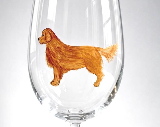 Golden Retriever Wine Glass: Hand-Painted Dog Mom / Dog Dad Gift