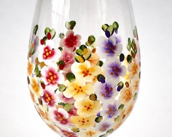 August Birth Month Wine Glass, hand painted Gladiolus Flower - Personalized Gift