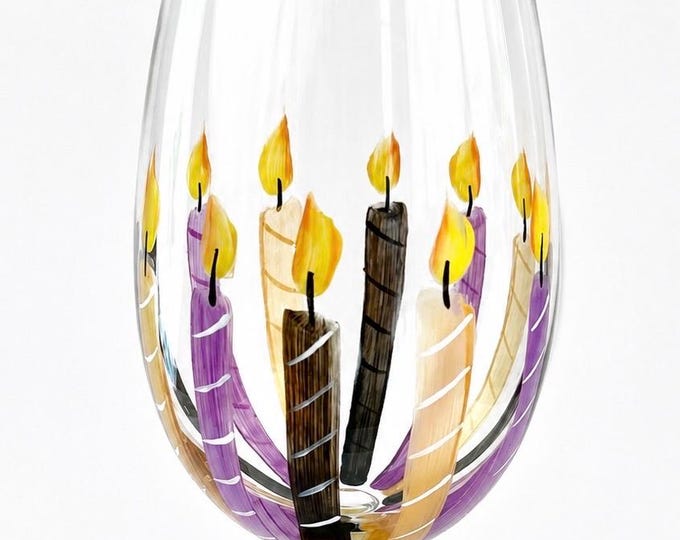 Birthday wine glass for milestone celebrations.  Hand painted made in USA