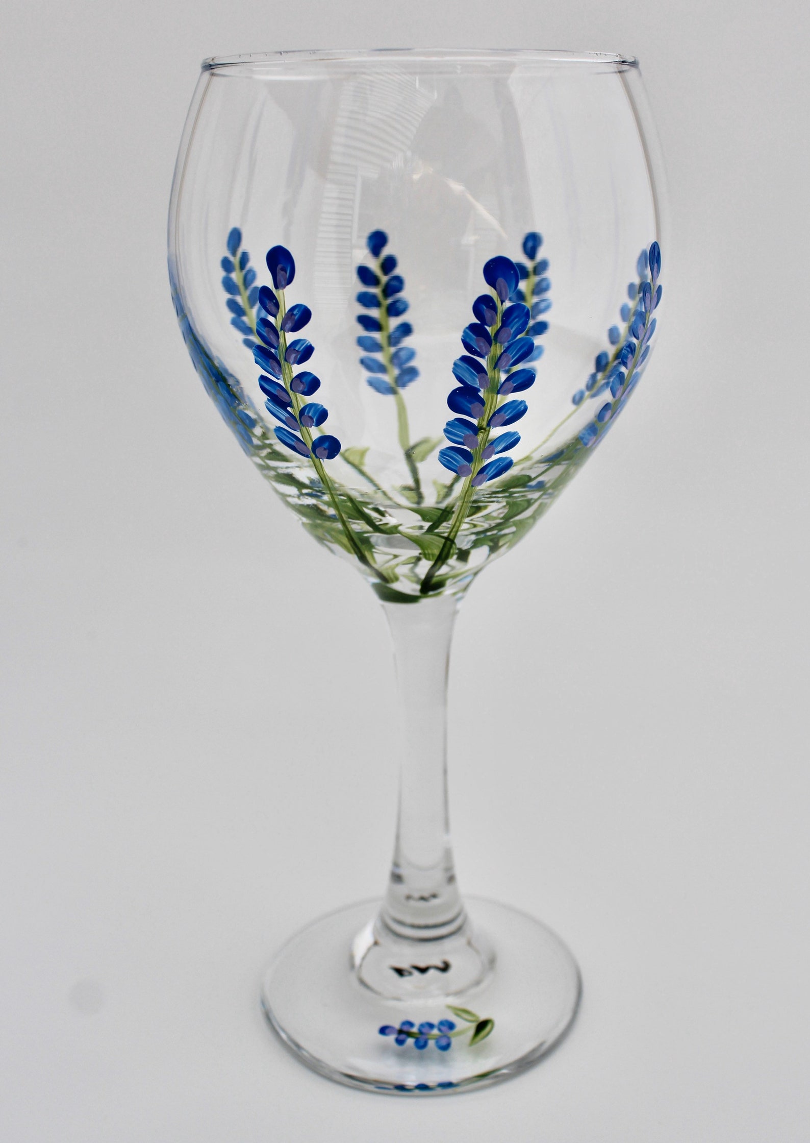Lavender hand painted wine glasses. Made in USA. Etsy