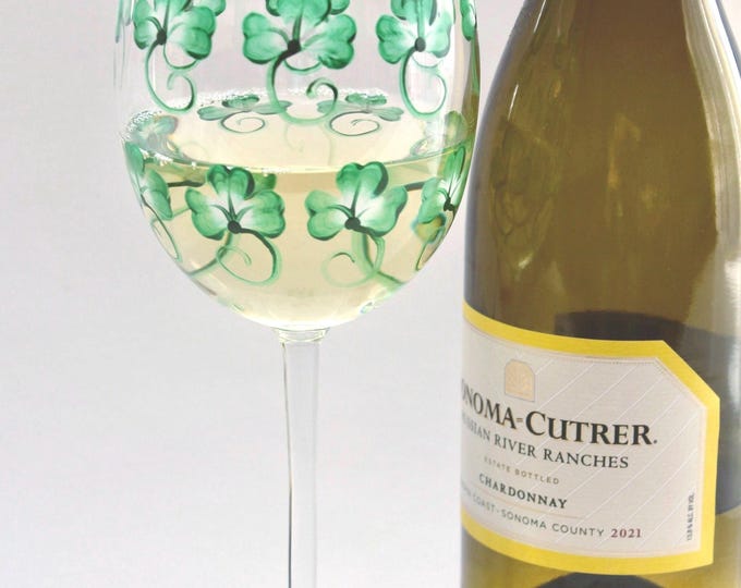 Hand Painted Shamrock Wine Glass: Celtic St. Patrick's Day Decor