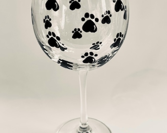 Hand Painted Paw Print Wine Glass: Dog Lover Gift made in USA