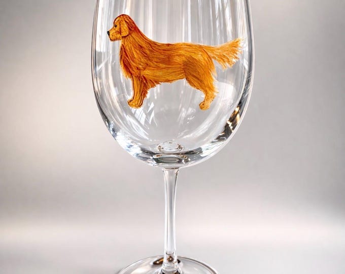 Golden Retriever Wine Glass: Hand-Painted Dog Mom / Dog Dad Gift