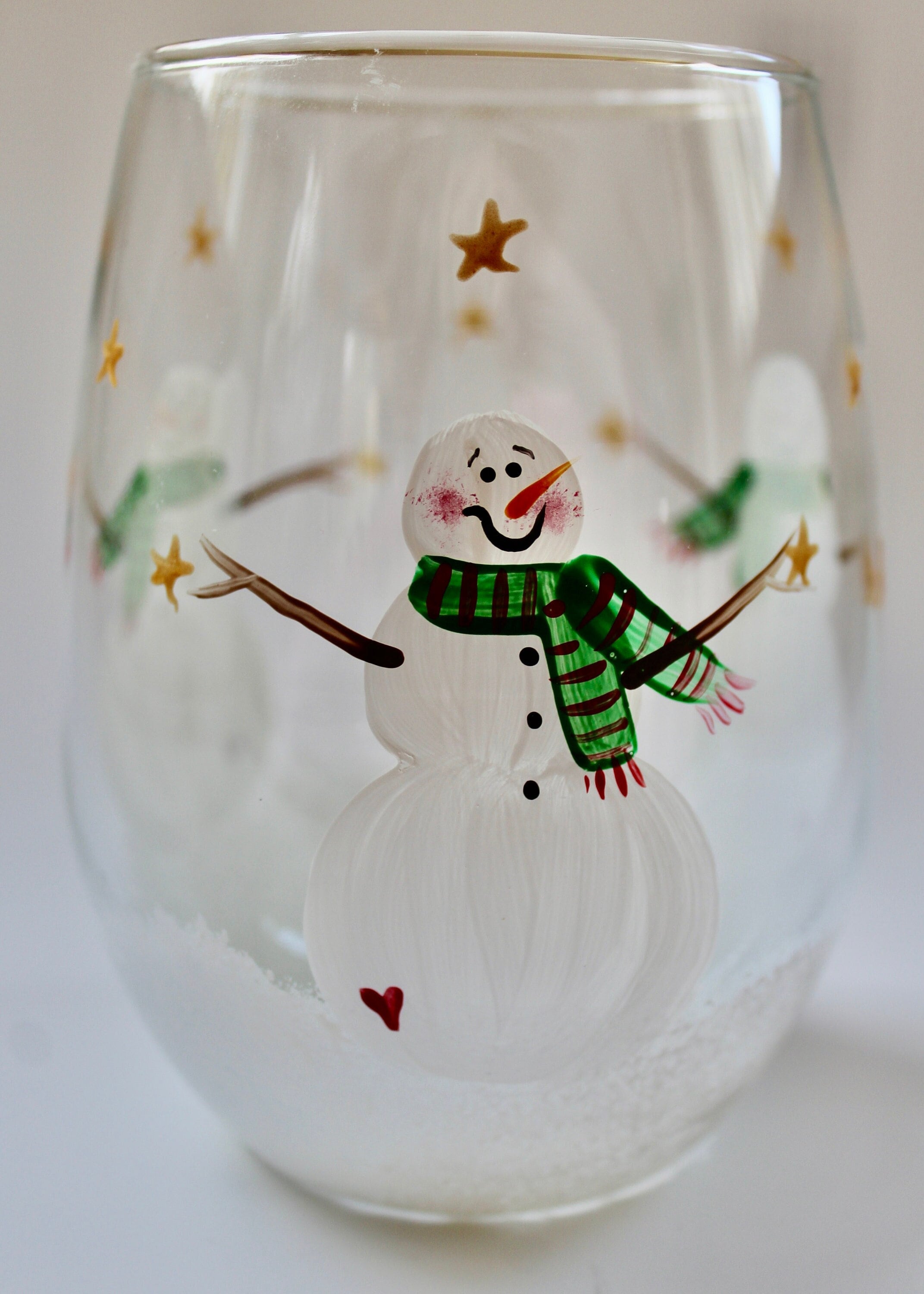 Snowman Christmas Wine Glass 12 oz. Hand Painted Cypress Home