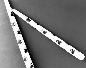 Paw print taper candles, hand painted pet decor. Gift for her. Made in USA