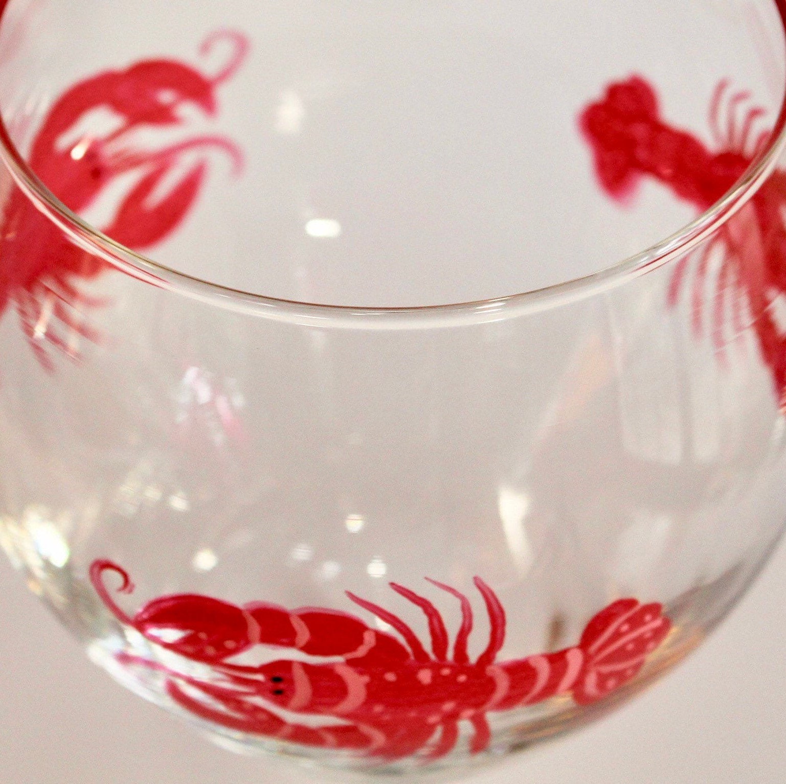 Lobster Wine Glass, Lobster Art, Hand Painted Wine Glass, Maine