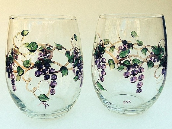 Grape Wine Glasses, Set of Two