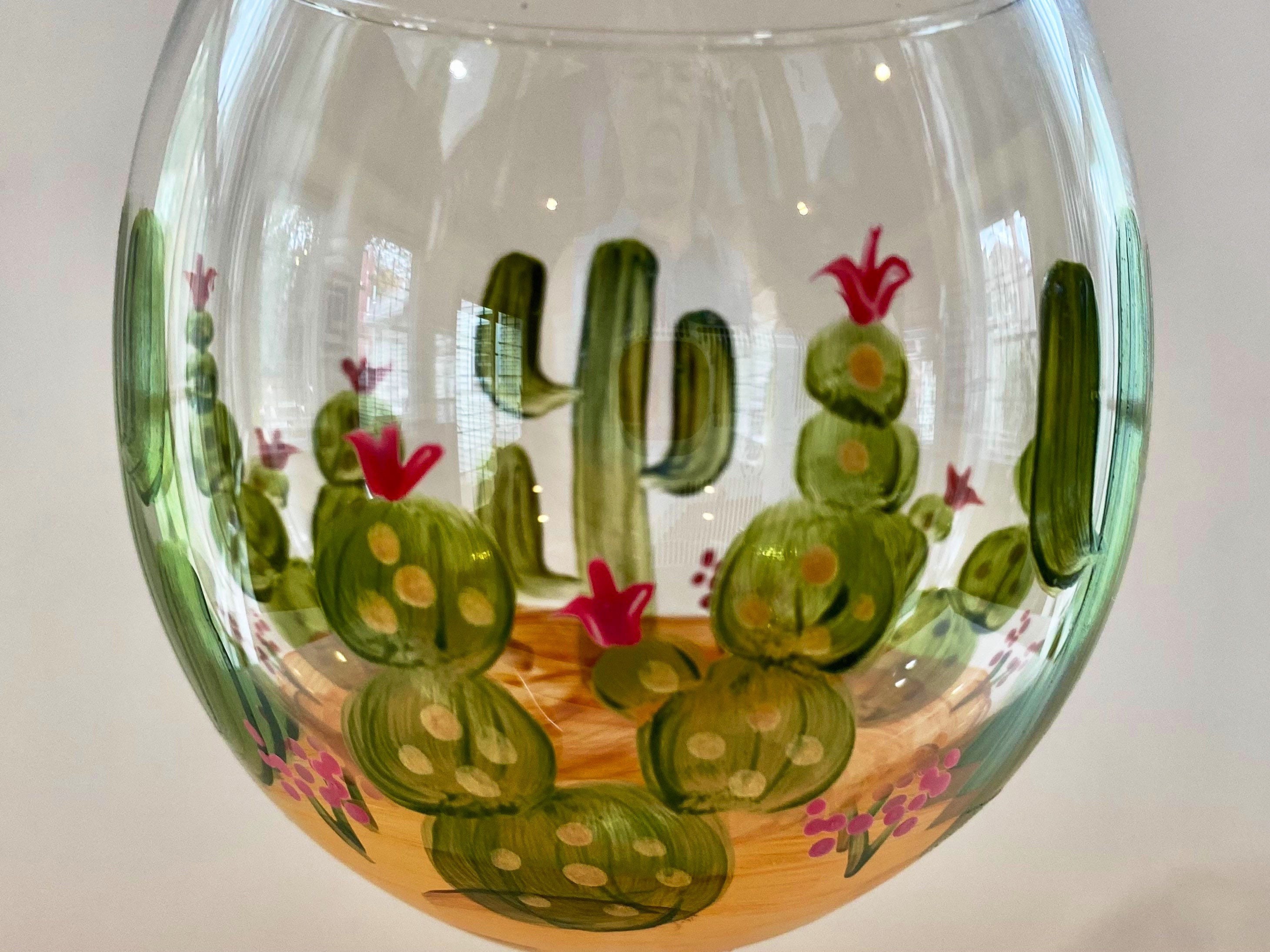 Stemless Wine Glass with Cactus Inside, 16 OZ Large Capacity Unique Wine  Glasses with 3D Cactus Marker for Holiday Birthday Gifts