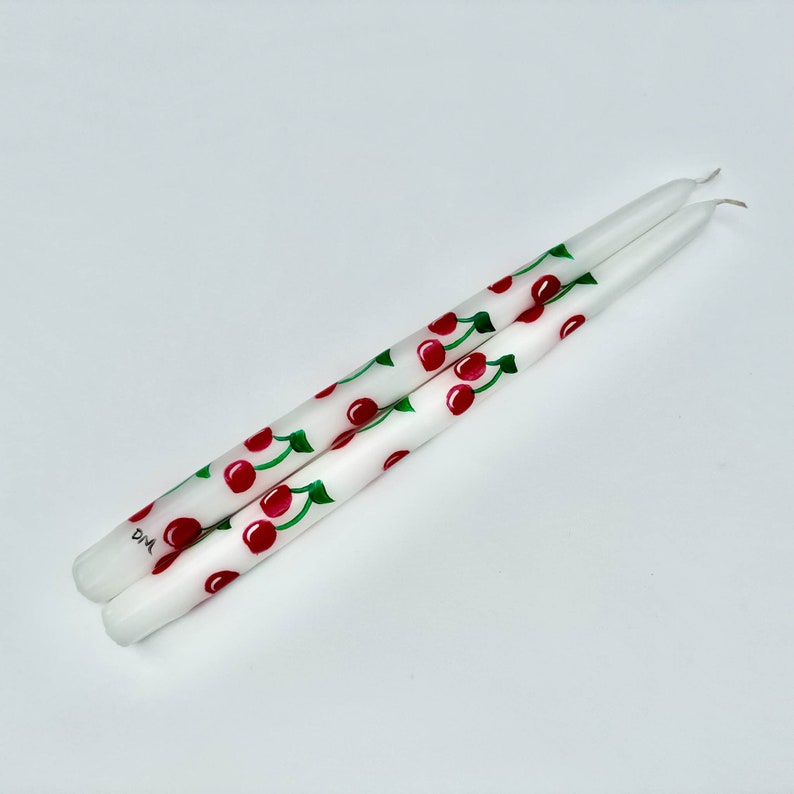Cherry Taper Candles Set of 2 Slow Burning Unscented 12 Inch Tapers