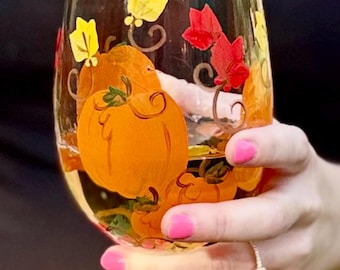 Halloween Party Thanksgiving Dinner Stemware Hand Painted
