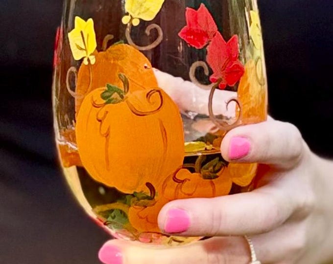 Halloween Party Thanksgiving Dinner Stemware Hand Painted